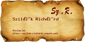 Szilák Richárd névjegykártya